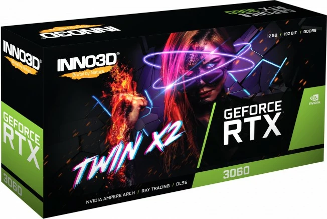 Kartelë grafike Inno3D GEFORCE RTX 3060 TWIN X2, 12 GB, GDDR6, 192 bit
