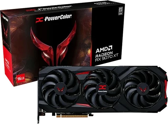 Kartelë grafike PowerColor Red Devil Radeon RX 9070 XT, 16 GB, GDDR6, PCI Express x16 5.0, e zezë