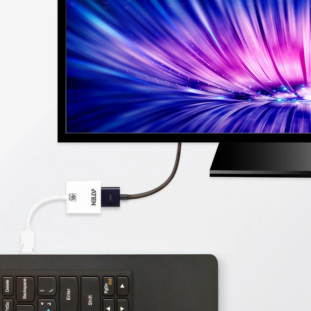 Adapter aktiv ATEN VC986-AT, DisplayPort në HDMI, 4K, Bardhë