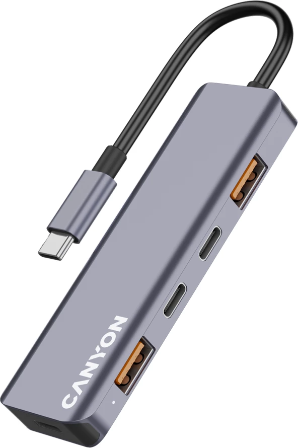 USB-C hub CANYON DS-18 5n1 USB 3.2 Gen 2, 2x USB-A + 2x USB-C, kabllo 15 cm, hiri