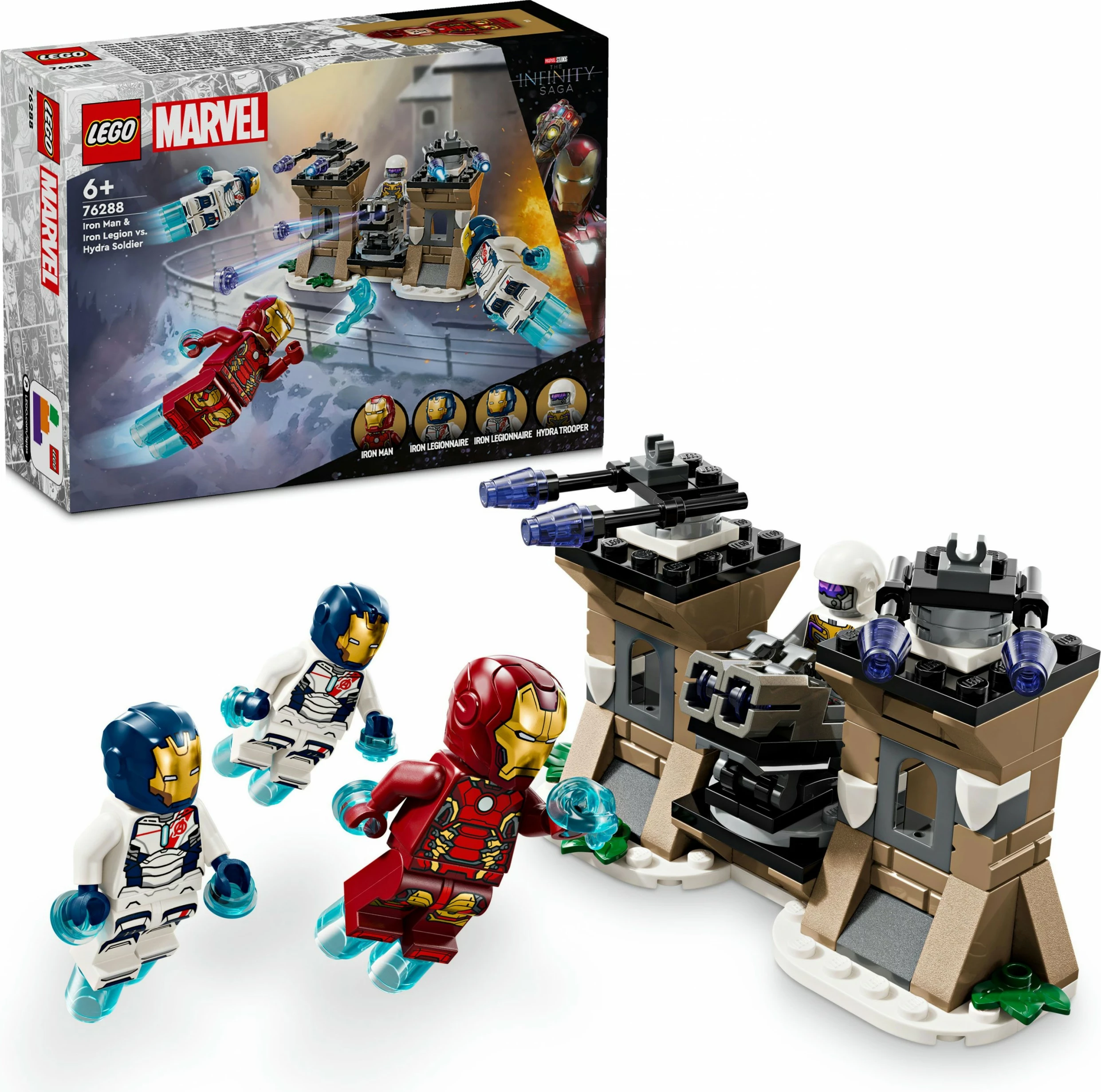 Set ndërtimi LEGO Marvel 76288 Iron Man & Iron Legion kundër HYDRA, shumëngjyrësh