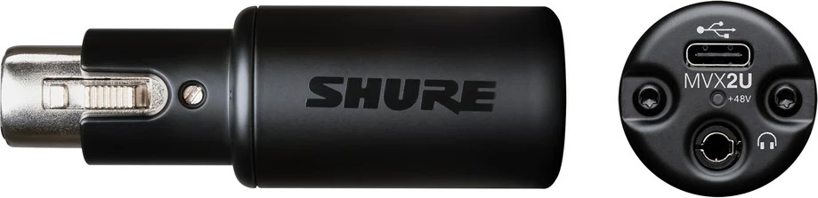 Interfejs audio Shure MVX2U për incizim, USB Type-C, Desktop, LED
