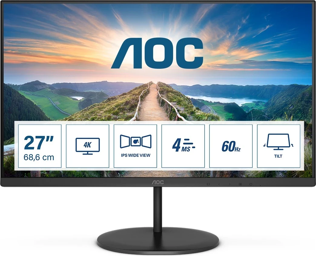 Monitor AOC V4 U27V4EA, 27'', 4K Ultra HD, LED, i zi