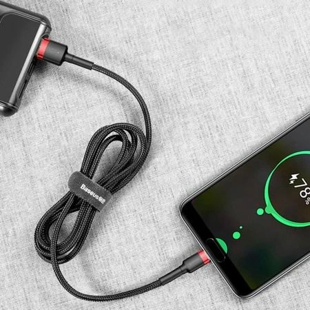 Kabllo USB-A në USB-C Baseus Cafule CATKLF-U91 3 m USB 2.0 e thurur, zi-kuqe