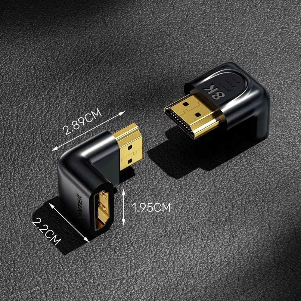 Adapter HDMI këndor Unitek A1046ABK03 8K HDMI 2.1 48Gbps 90°/270°, i zi