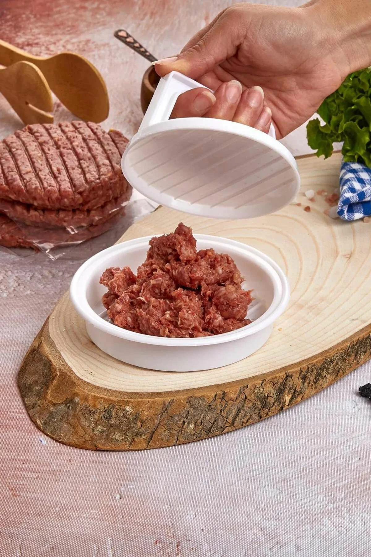 Formë për hamburgera, e bardhë, Hermia, PDKP104, 13x5cm