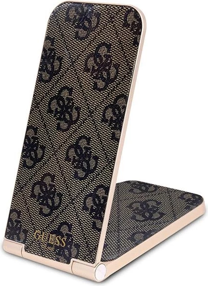Karikues induktiv 2-në-1 Guess Pattern MagSafe, 15W, kafe, i palosshëm