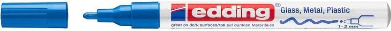Marker llak me shkëlqim Edding 751, majë rrethore 1–2 mm, blu