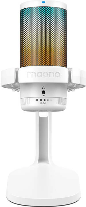 Mikrofon gaming Maono DGM20, kondensator, me ndriçim RGB, i bardhë