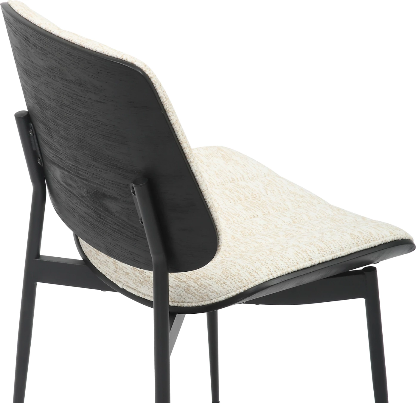 Karrige për ngrënie CONTI FH9983.02, metal i zi & dru i përpunuar, pëlhurë e kremtë, 48.5x56x82.5 cm, set prej 2 copash