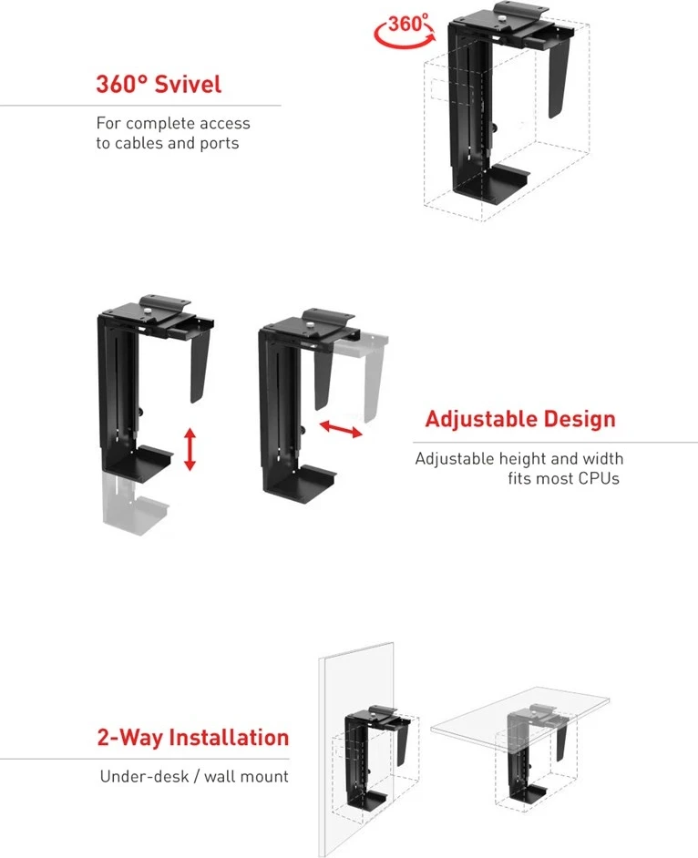 Mbajtës PC Maclean MC-713, i zi