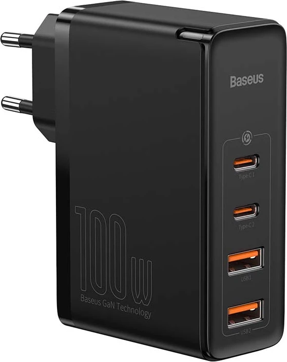 Karikues udhëtimi Baseus GaN2 Pro, 100W, 2x USB-C + 2x USB-A, i zi