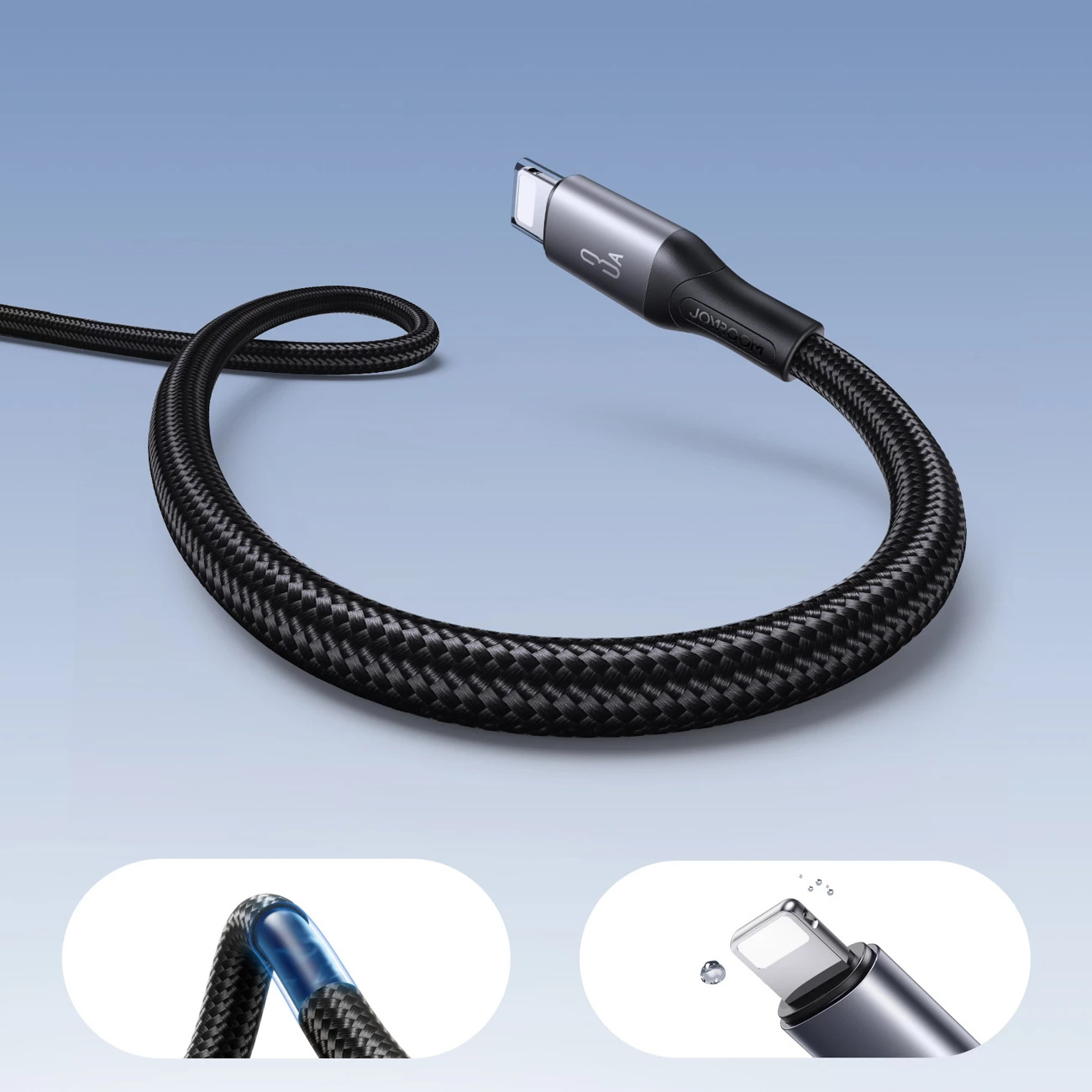 Kabllo USB-A - Lightning, Joyroom S-A28 Flash Series, 1 m, 3A, USB 2.0, e zezë