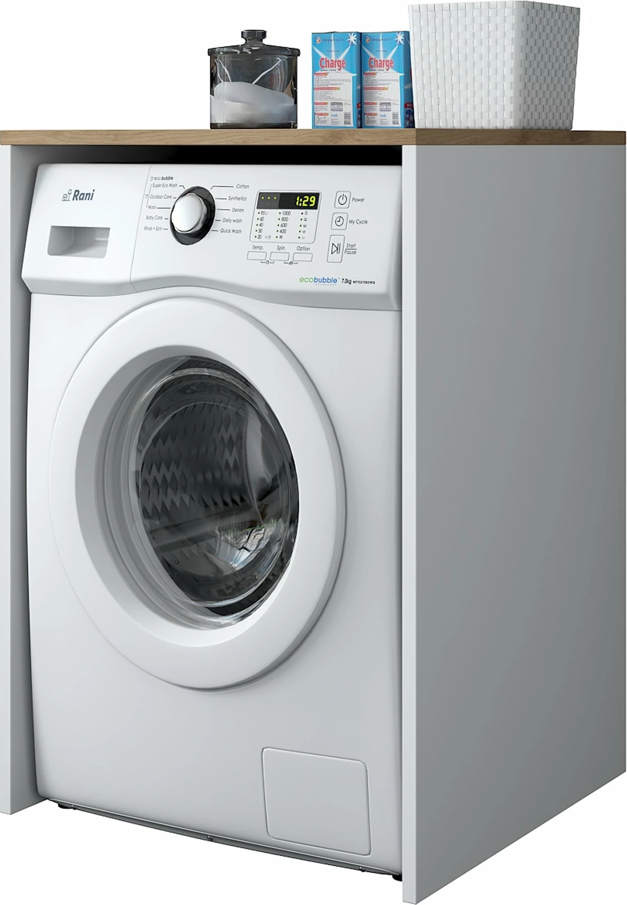 Dollap për lavatriçe, ngjyrë arrë dhe e bardhë, Hanah Home KD103 - 2341