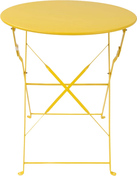 Set bistro 3 copë tavolinë metalike palosëse, ngjyrë e verdhë, D60x71cm