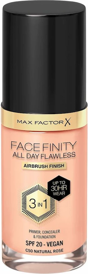 Fondatinë për femra Max Factor Facefinity All Day Flawless 3-in-1 Liquid Foundation C50 Natural Rose 30ml