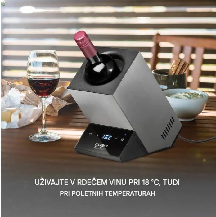 Ftohës shishe vere CASO WineCase One (MPN 614) 5-18°C, 1 shishe, e zezë/argjendtë