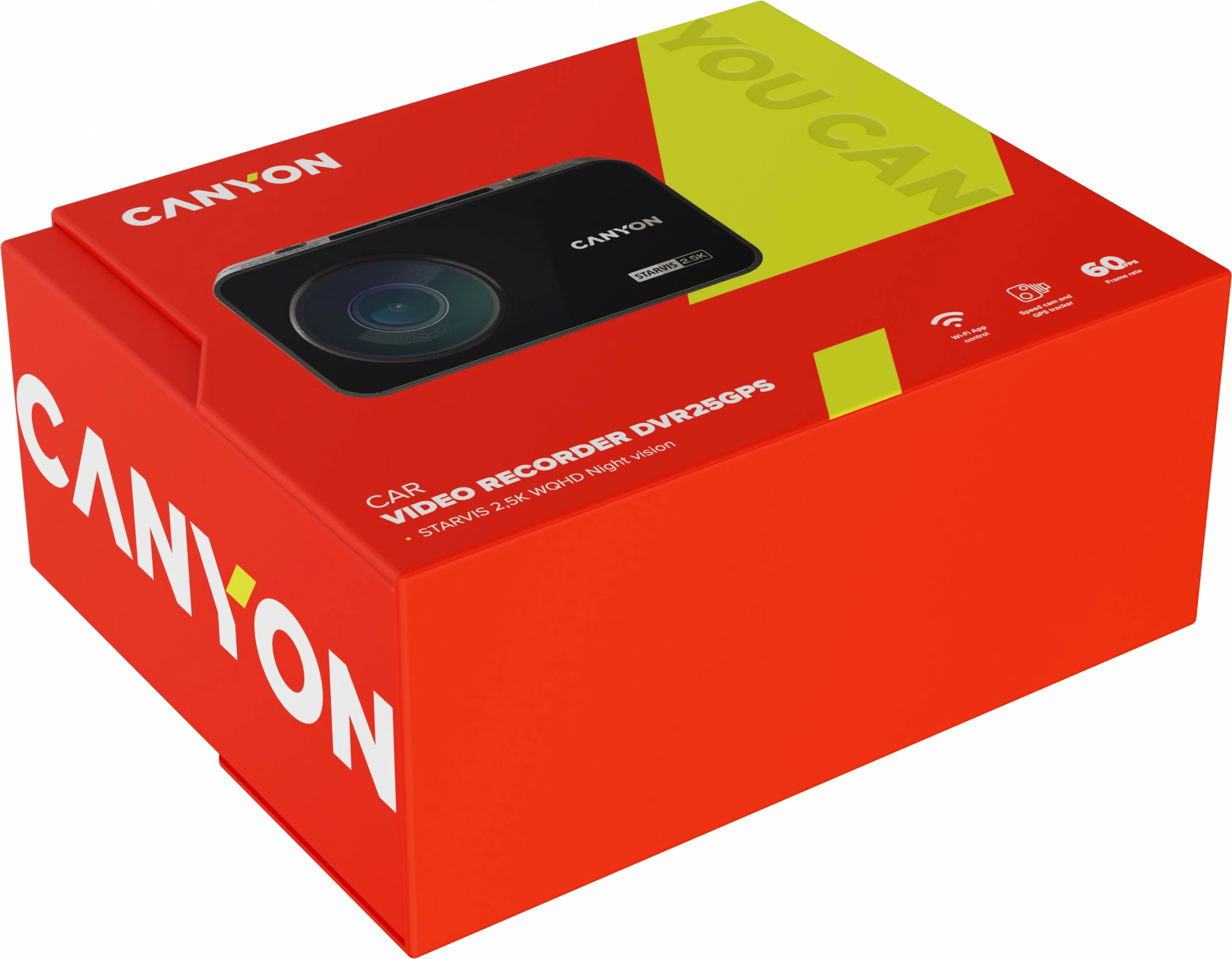 Kamerë aksioni Canyon DVR25GPS, ekran 3.0'' IPS, WQHD 2.5K, Wi-Fi, GPS, e zezë
