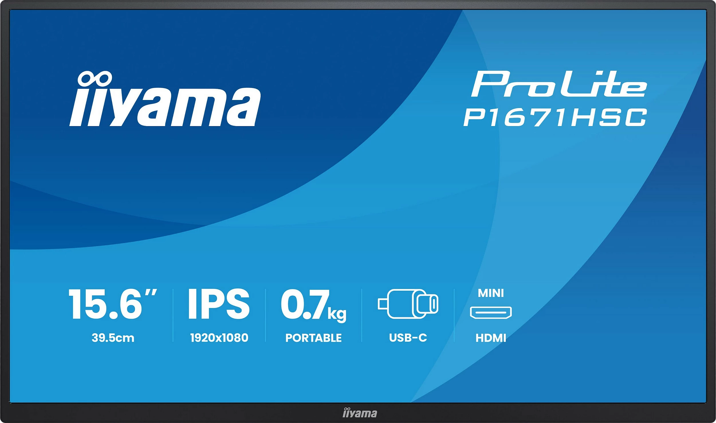 Monitor iiyama ProLite P1671HSC-B1, 15.6 inch, IPS, Full HD, USB-C, mini HDMI