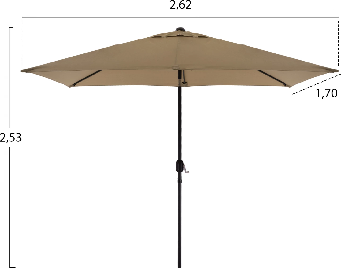 Set për darkë 8 copë, tavolinë, karrige me krahë gri dhe ombrellë mocha gri FH11476