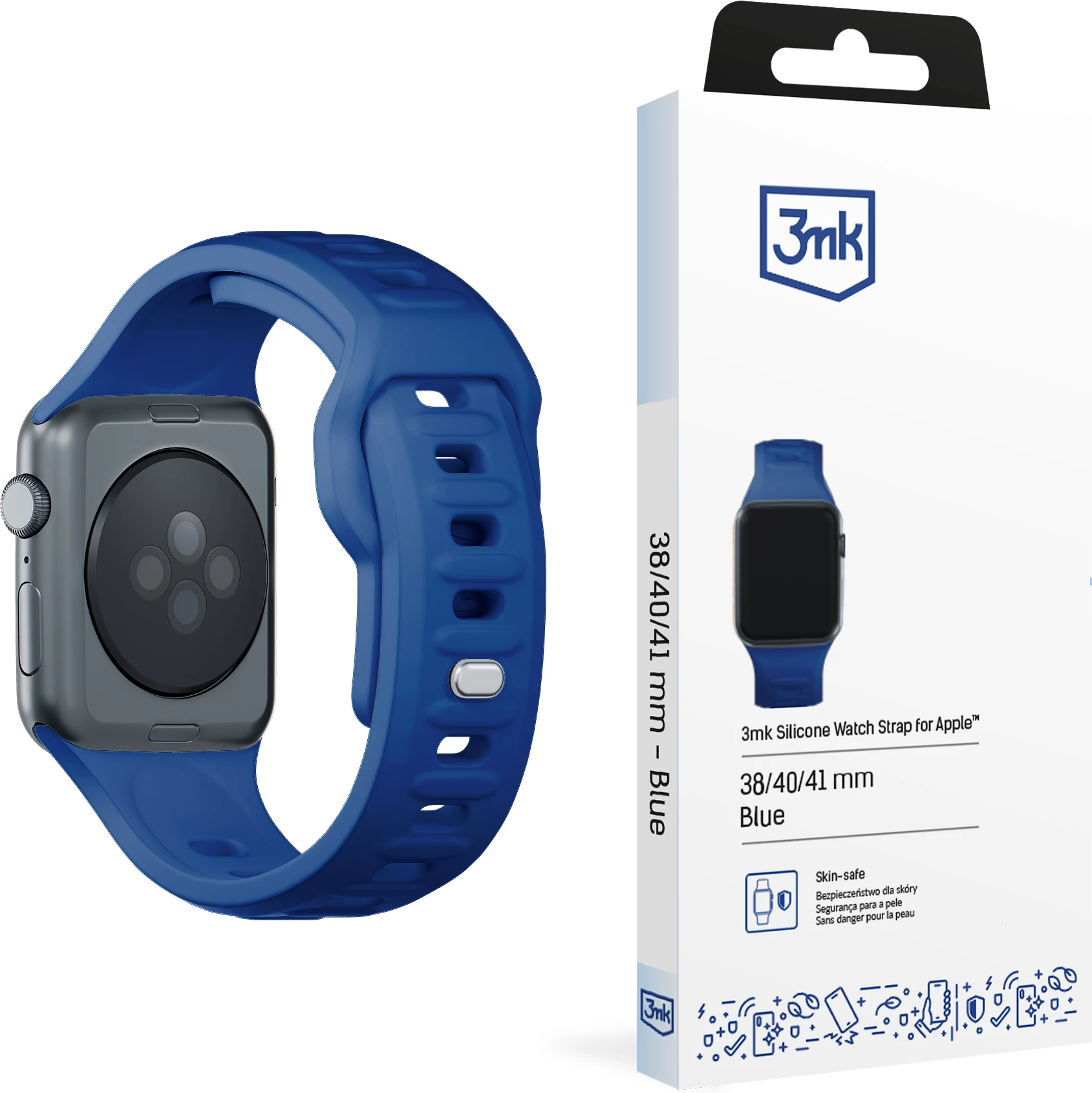 Rrip silikoni për Apple Watch 3mk, 38/40/41mm, Kaltër