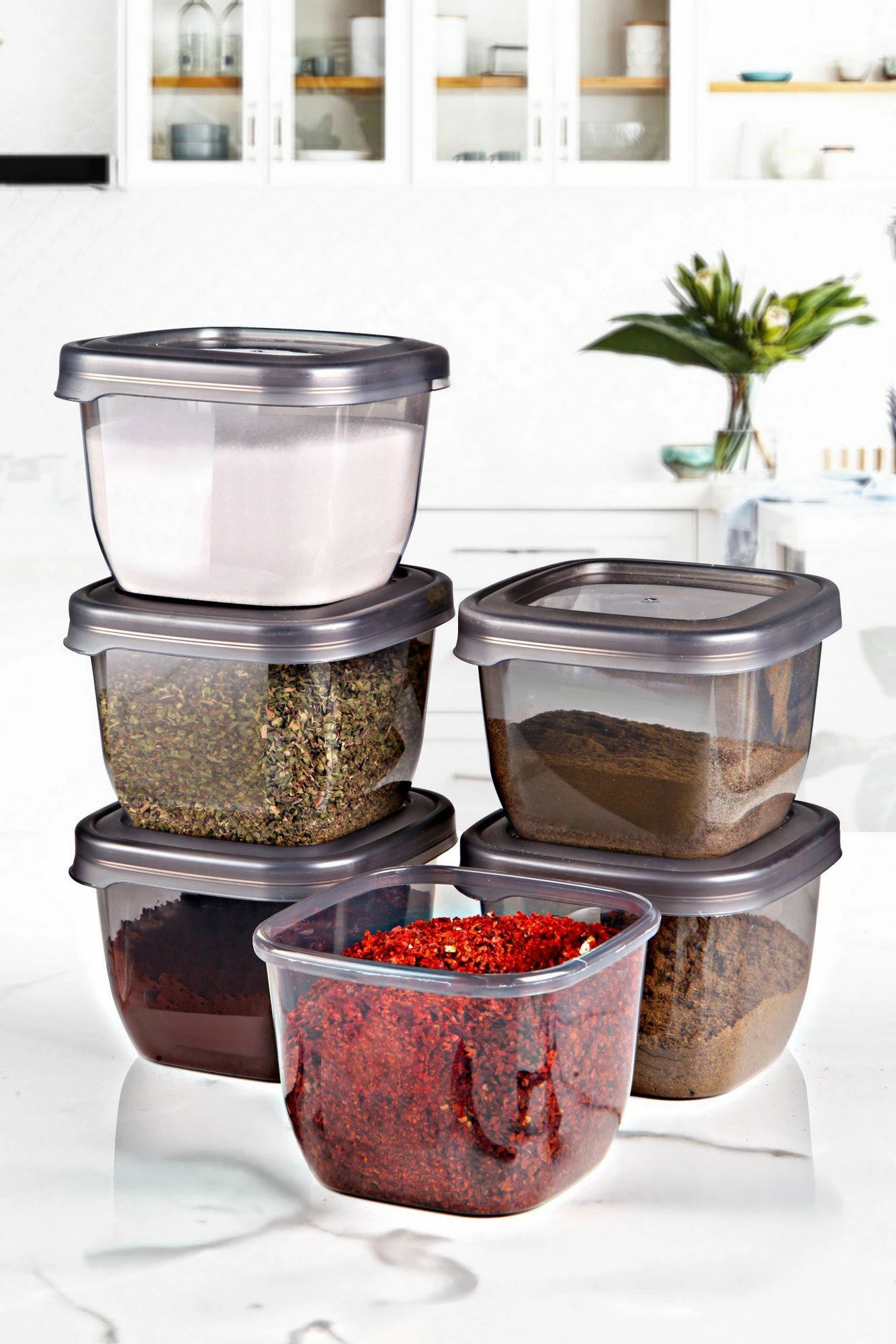 Set kuti për organizim (6 copë), ngjyrë antracit, BNMPEGYAS06-5 KAS