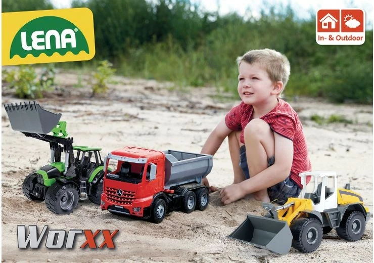 Kamion lodër Lena Worxx Dump Truck Arocs 45 cm, Kuqe/Zi
