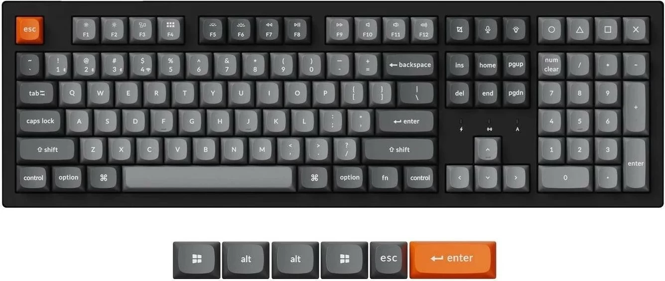 Tastierë Keychron K10M-H4, Full Size, Banana Switch, gri-e zezë