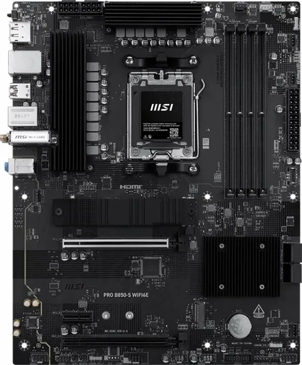 Pllakë amë MSI PRO B850-S WIFI6E, AM5 ATX, DDR5 deri 256GB, Wi‑Fi 6E, 2.5G LAN, e zezë