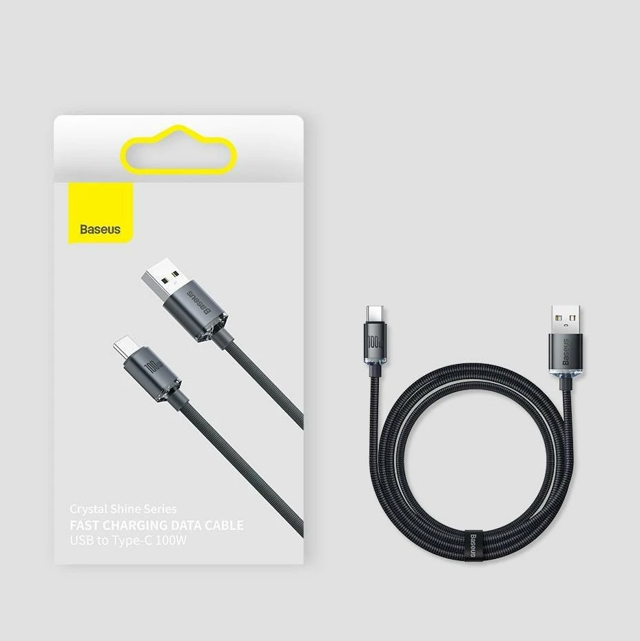 Kabllo USB-A në USB-C Baseus Crystal Shine CAJY000505 2 m 100 W, vjollcë