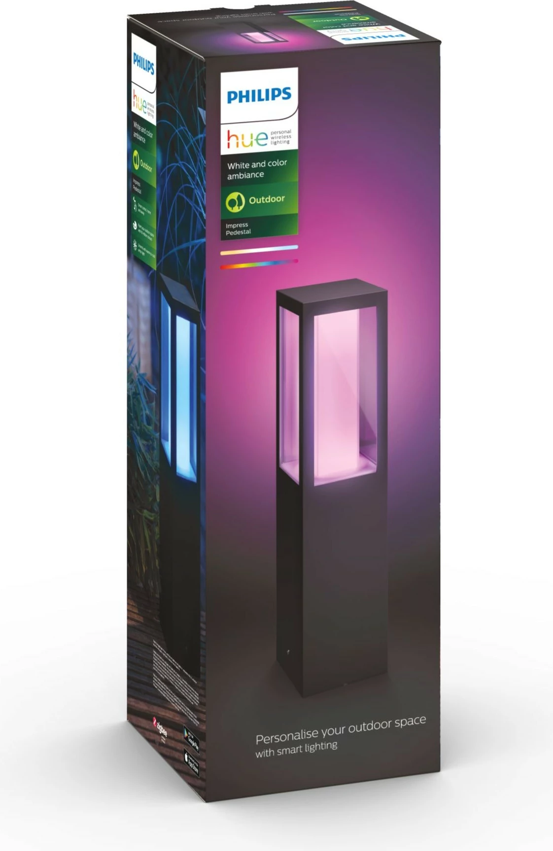 Dritë pedestali smart Philips Hue Impress, LED, ngjyrë e zezë, për jashtë