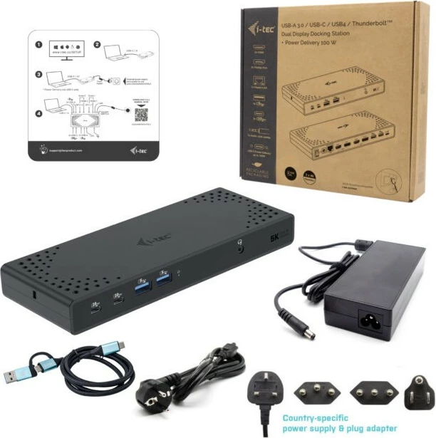 Docking station I-Tec USB 3.0/USB-C/Thunderbolt 3 Gen2, 100W, 2xHDMI, 2xDisplayPort, 4xUSB, LAN, i zi