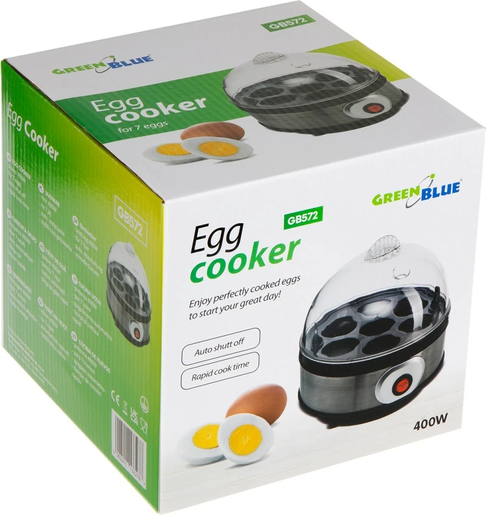 Makineri për zierje vezësh GreenBlue GB572, 7 vezë, 400W, Argjend