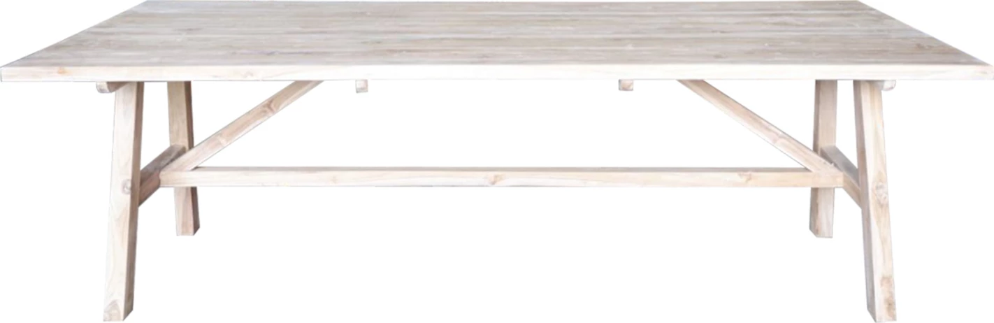 Tavolinë ngrënieje GROOVE, dru teak, ngjyrë natyrale, 220x100x78cm