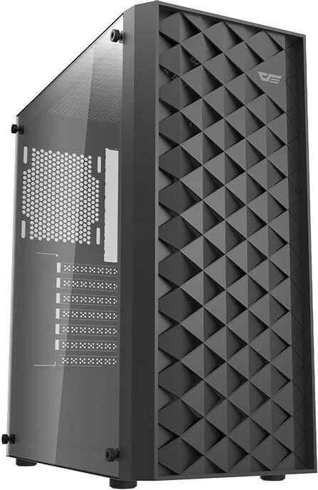 Kasë Darkflash DK351 me 4 ventilatorë RGB, Middle Tower, xham i temperuar, e zezë