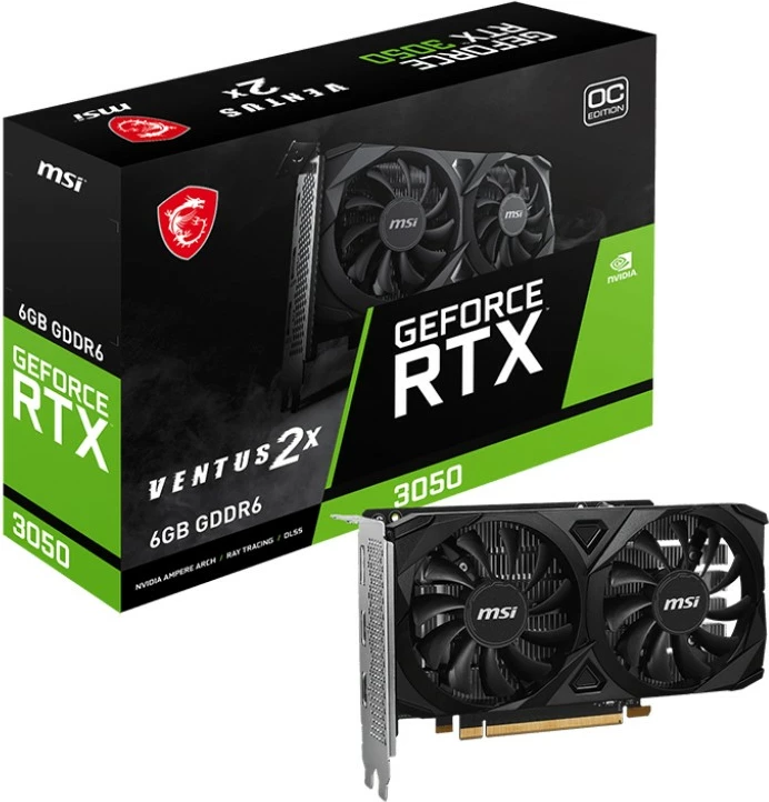 Kartelë grafike MSI VENTUS GeForce RTX 3050 6 GB, GDDR6, PCI Express x8 4.0, e zezë