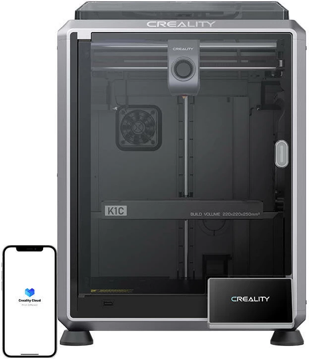Printer 3D Creality K1C, FDM, shpejtësi 600mm/s, volum 220x220x250mm, i zi