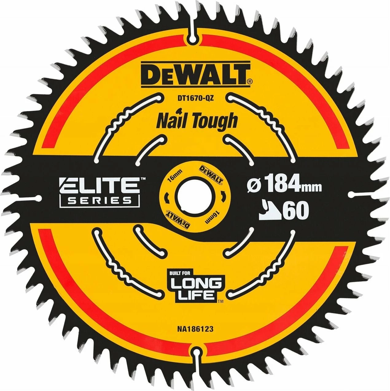 Disk sharrë për dru DeWalt DT1670 184 x 16 mm 60T