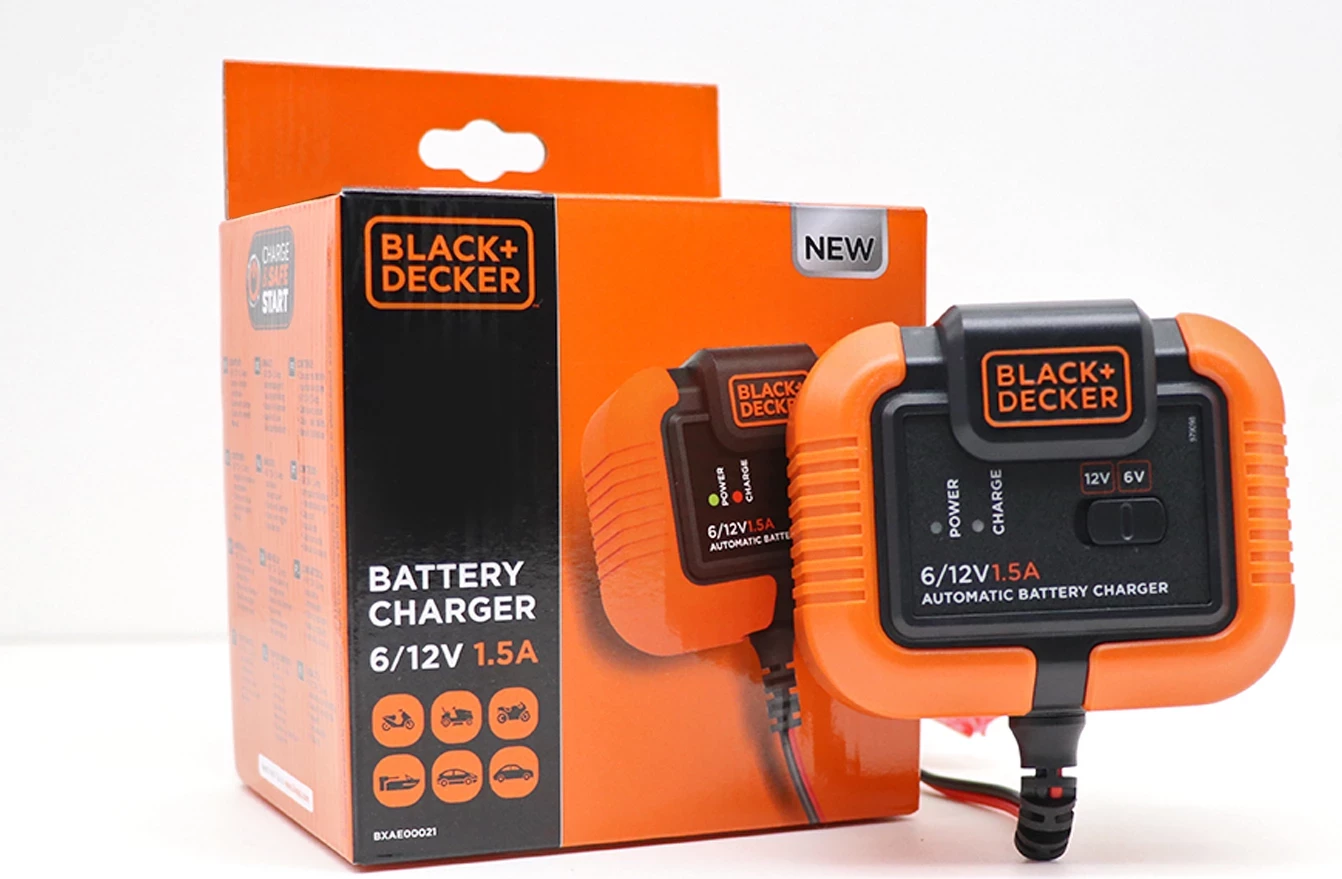 Karikues baterie Black&Decker BXAE00021 6-12V 1.5A për motoçikleta dhe vetura