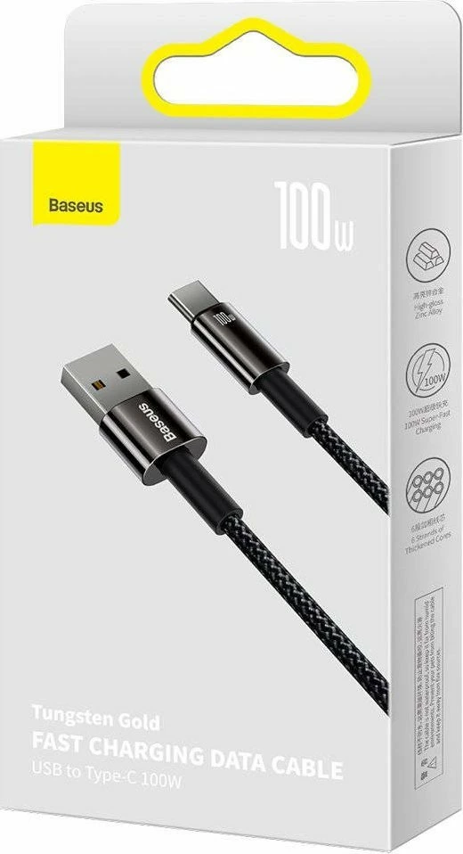 Kabllo USB-A në USB-C Baseus CAWJ000101 2m 100W USB 2.0, e zezë