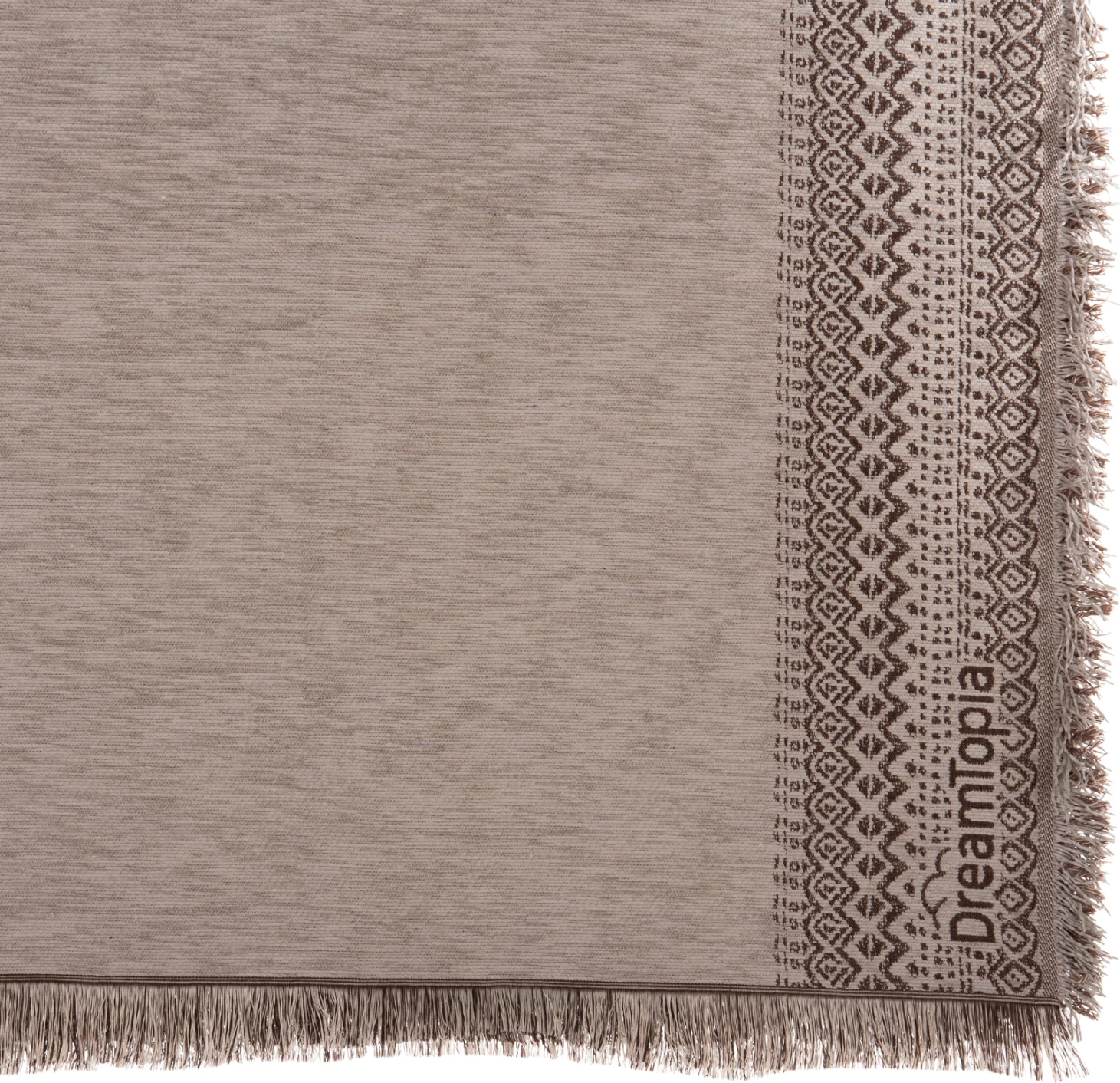 Mbulesë për divan me franja DREAMTOPIA FH12164.06 ngjyrë gri e lehtë 178x178 cm