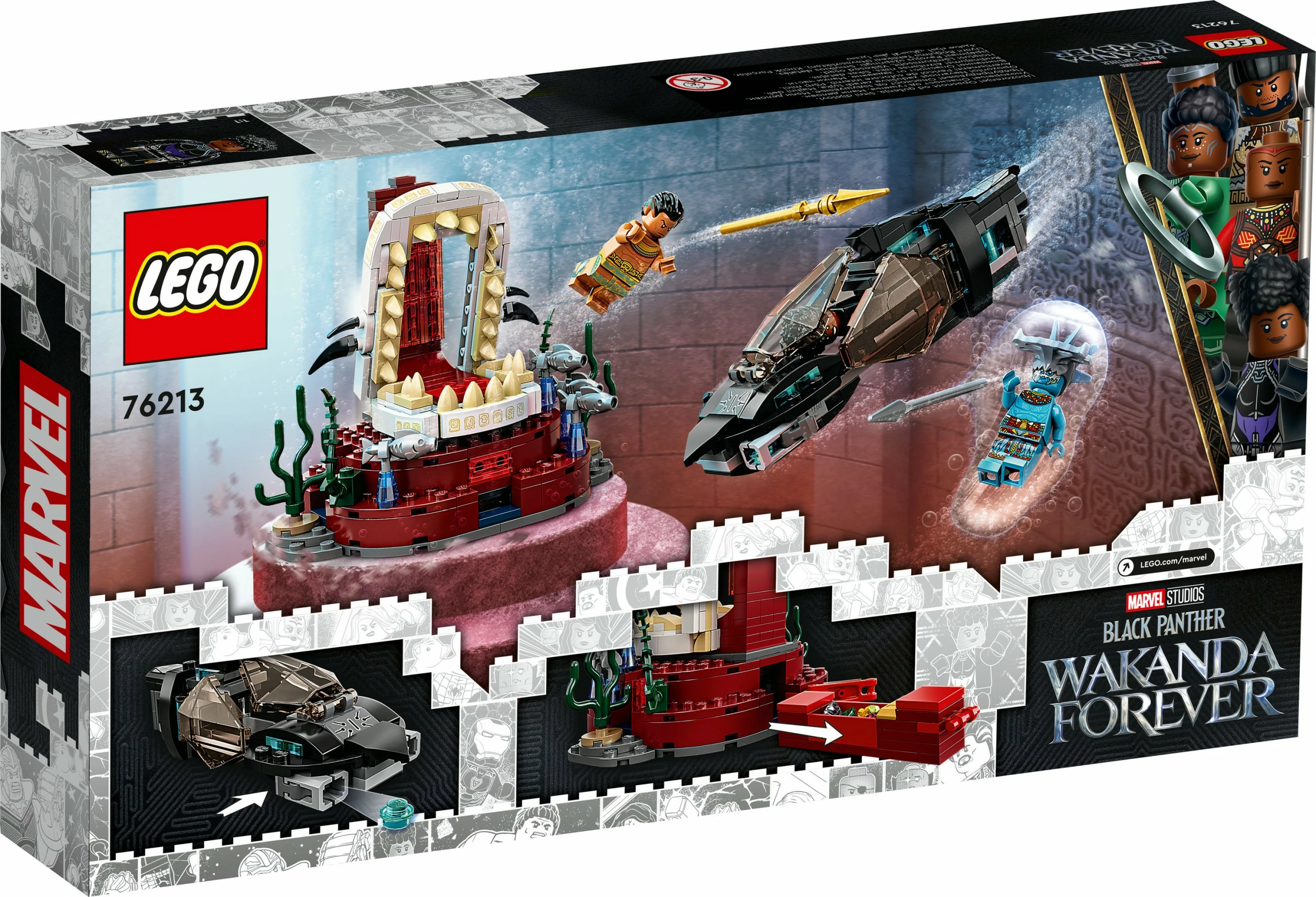 Set ndërtimi LEGO Marvel Avengers King Namor’s Throne Room, 355 pjesë, shumëngjyrësh