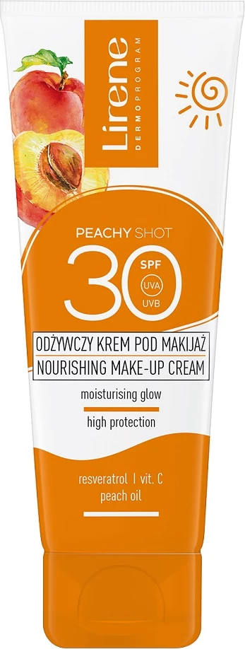 Primer ushqyes për fytyrë Lirene Peachy Shot SPF30 për femra, 50ml