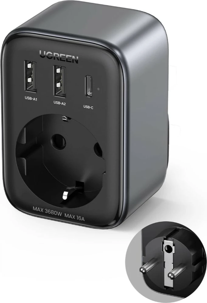 Karikues universal Ugreen 90613, 4 porta, USB-A/USB-C, 2990W, i zi