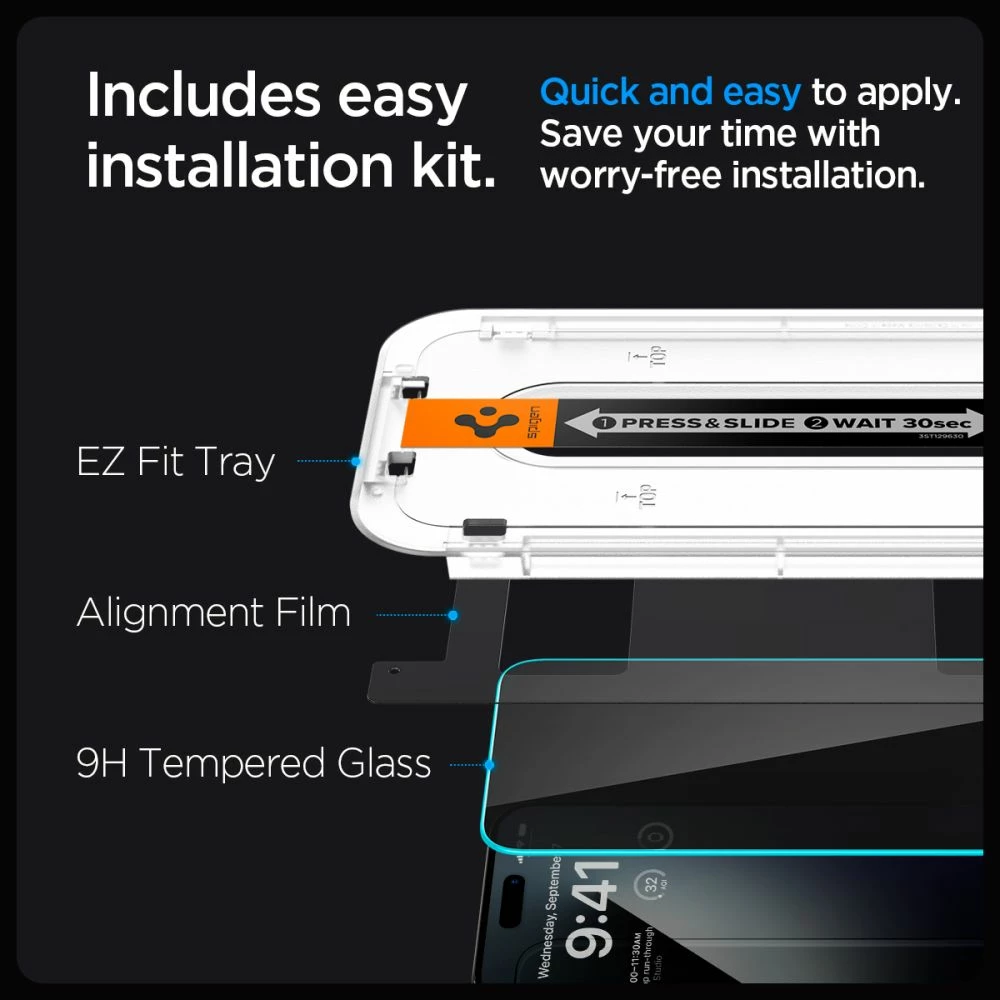 Xham mbrojtës Spigen Glas.tR EZ Fit Privacy për iPhone 15 Plus, Transparent