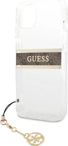 Mbështjellës Guess GUHCP13SKB4GBR për iPhone 13 mini 5.4", transparent, me varëse, kafe