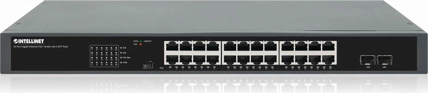 Switch Intellinet 561907, 24x RJ45 Gigabit PoE+ 370W, 2x SFP, i zi
