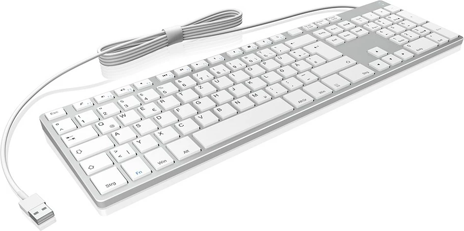 Tastierë wireless KeySonic KSK-8022BT, full-size, Bluetooth, QWERTZ, alumini, argjendtë