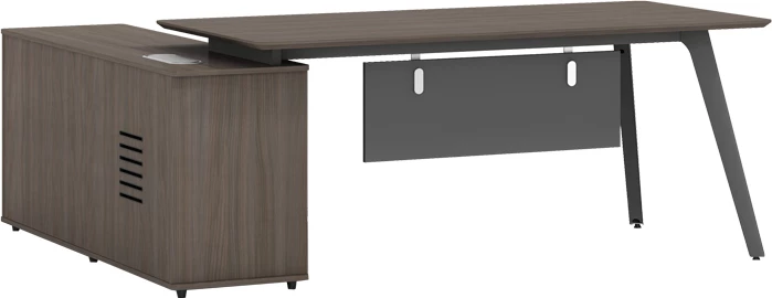 Tavolinë pune profesionale, Denith,, ngjyrë qymyr-arre, 180x160x75cm