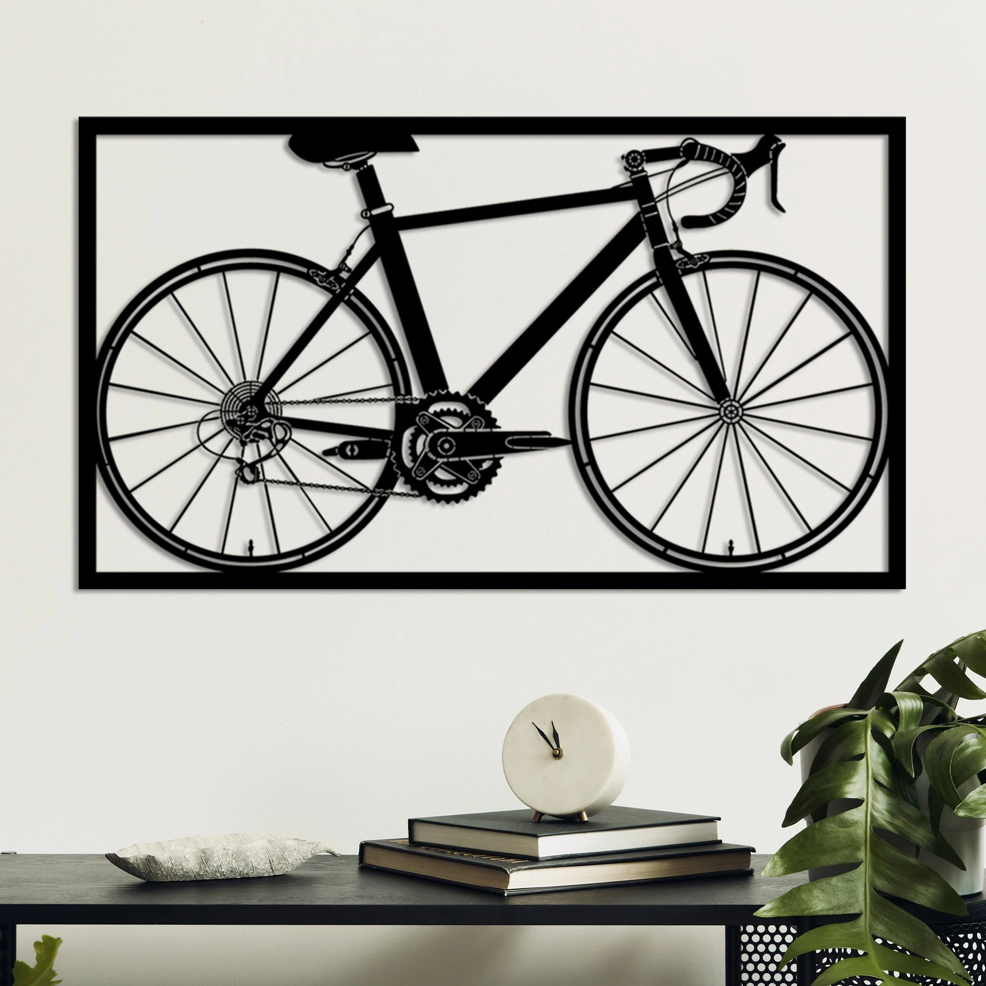 Aksesor dekorativ metalik për mur, Wallity Seleste-1, ngjyrë e zezë, 70x41cm